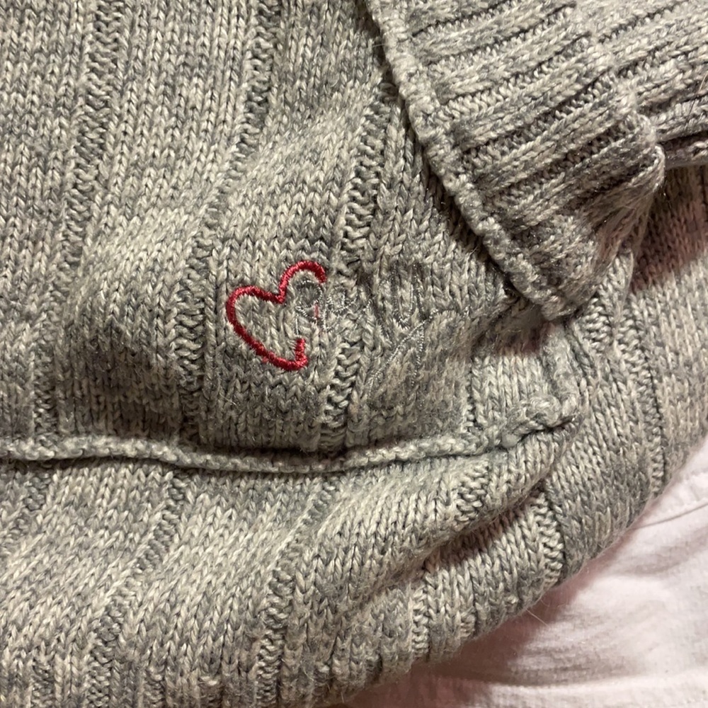 Roxy Long Gray Knit Half Button Up - image 2